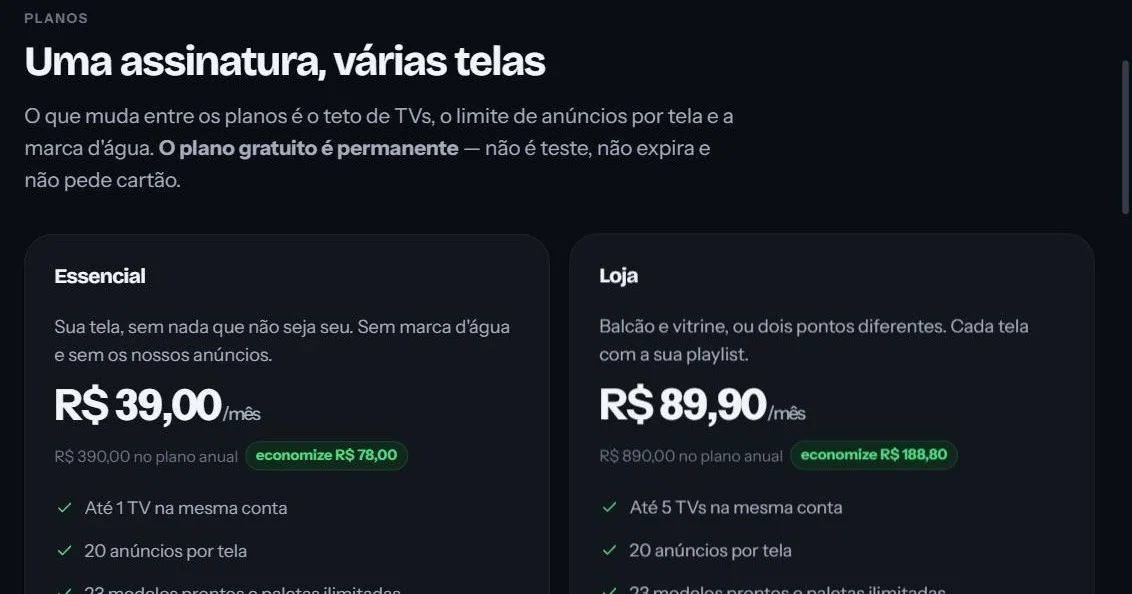 Página de planos